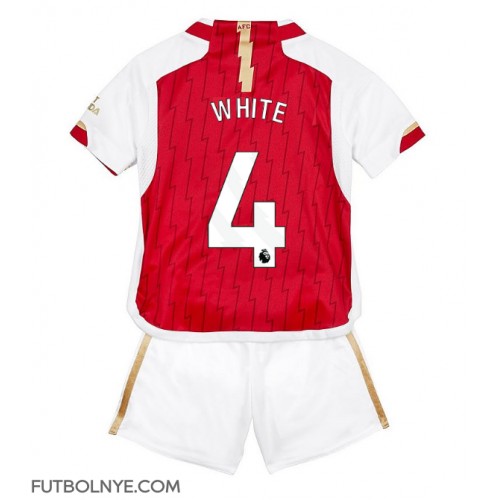 Camiseta Arsenal Benjamin White #4 Primera Equipación para niños 2023-24 manga corta (+ pantalones cortos)